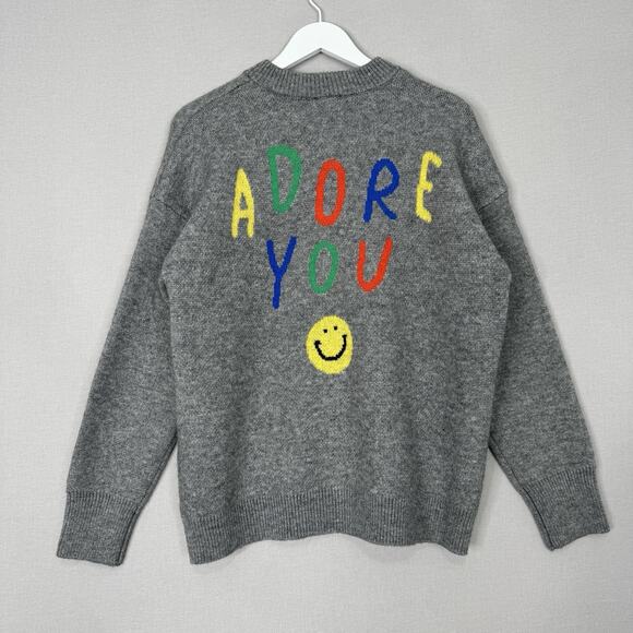 RD Style Womens Jorgina Baseball Jacket M Gray Adore You Smile Academia Cardigan - Picture 8 of 12